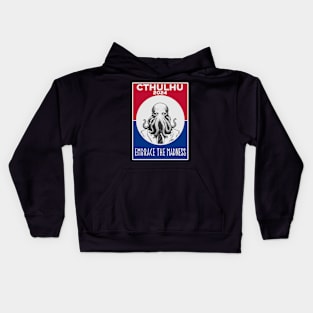 Cthulhu For President USA 2024 Election Red Blue - Embrace The Madness Kids Hoodie